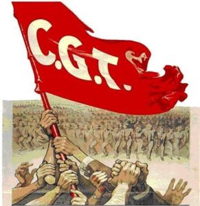 Drapeau CGT dans une révolution